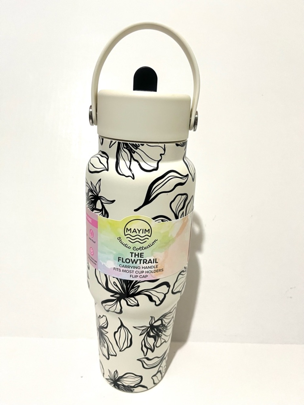The Flowtrail Mayim  Floral White Insulated Water Bottle